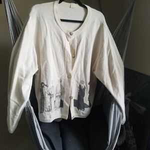 Graphic cardigan sweater